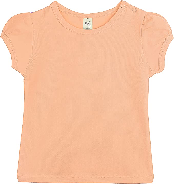 Baby Girls' Basic Short Puff Sleeve Round Neck T-Shirt / 6 to 12 Months LILAX