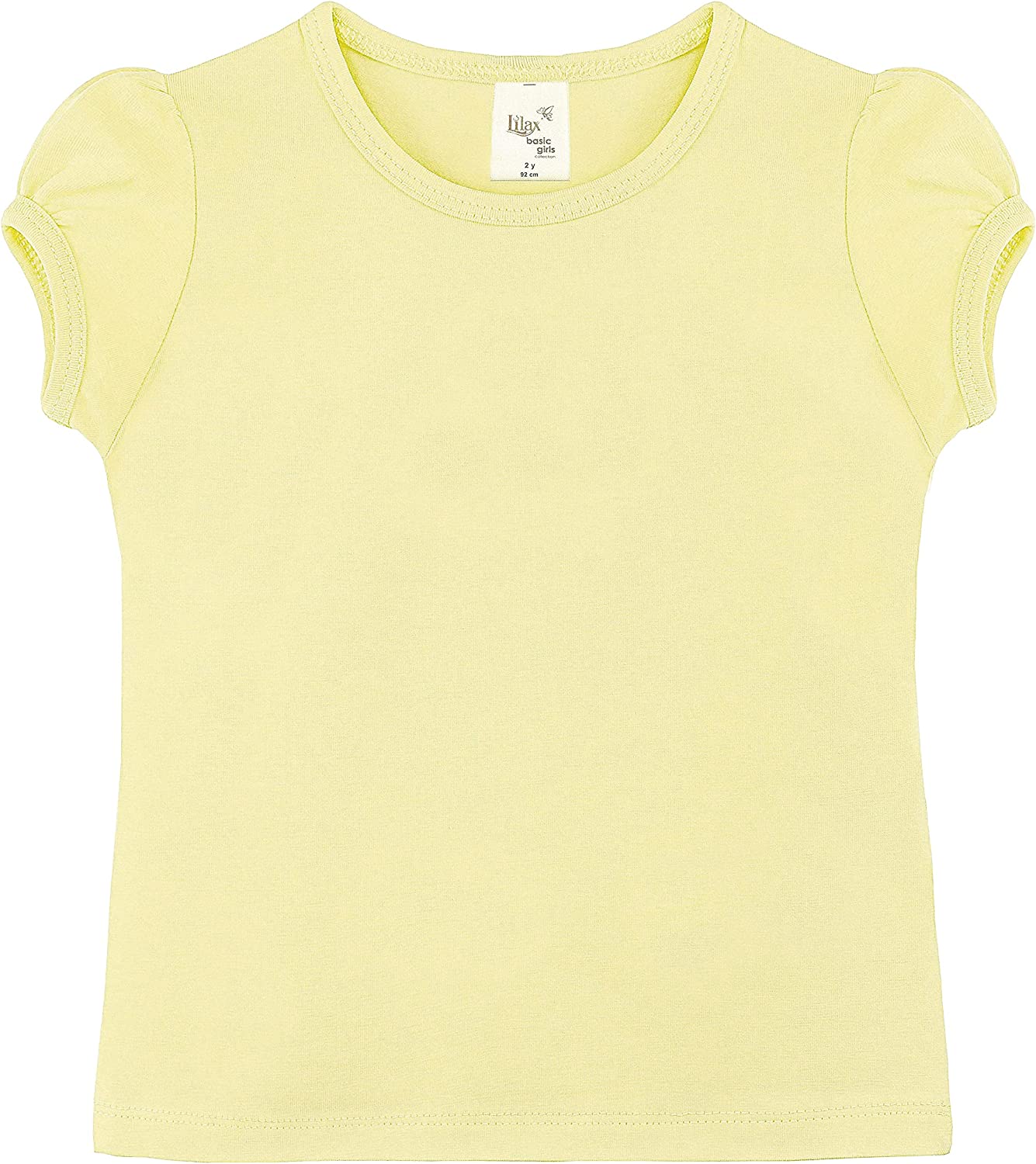 Girls' Basic Cotton T-Shirt  Short Puff Sleeve Crewneck / 8 to 10 LILAX