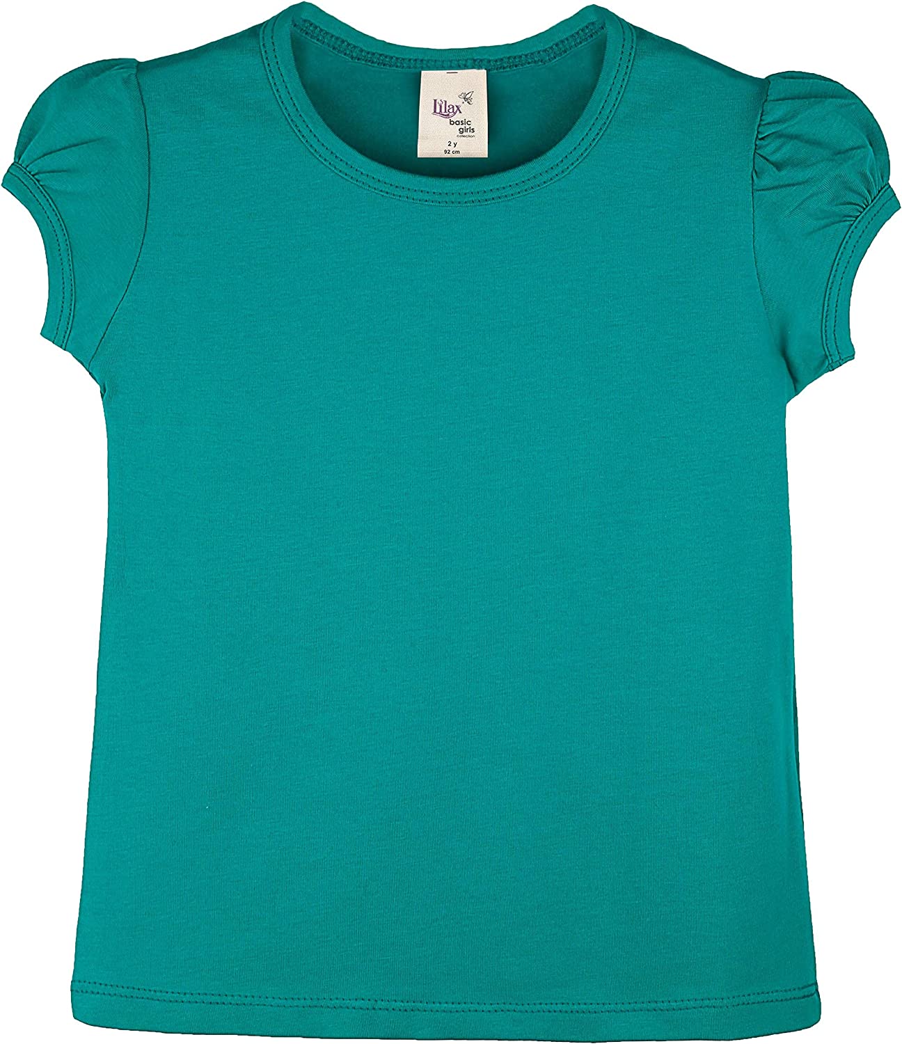 Girls' Basic Cotton T-Shirt  Short Puff Sleeve Crewneck / 8 to 10 LILAX