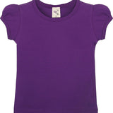 Girls' Basic Cotton T-Shirt  Short Puff Sleeve Crewneck / 8 to 10 LILAX