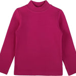 Girls' Basic Mock Turtleneck Long Sleeve Cotton Solid T-Shirt / 9 to 12 Years LILAX