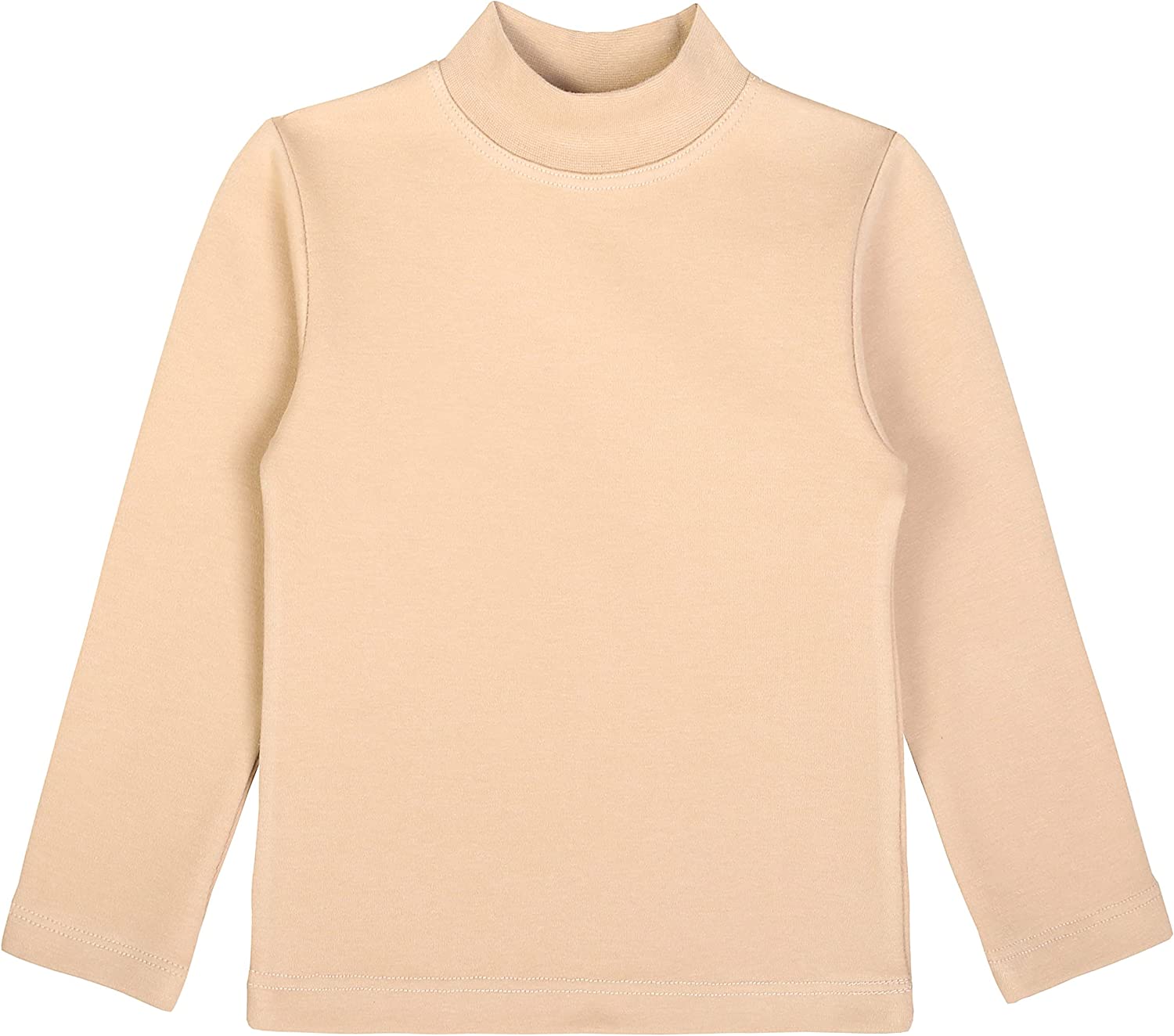 Girls' Basic Mock Turtleneck Long Sleeve Cotton Solid T-Shirt / 5 to 8 Years LILAX