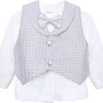 Gentleman's 6-Piece Baby Boys Newborn Long Sleeve White Shirt with Vest and Pant Set 0-3 Months LILAX