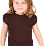 Girls' Basic Cotton T-Shirt  Short Puff Sleeve Crewneck / 5 to 7 Years LILAX