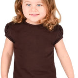 Girls' Basic Cotton T-Shirt  Short Puff Sleeve Crewneck / 5 to 7 Years LILAX