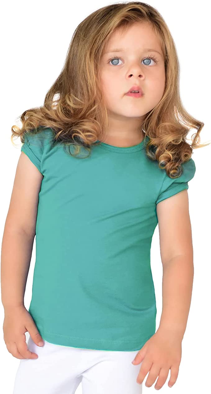 Girls' Basic Cotton T-Shirt  Short Puff Sleeve Crewneck / 8 to 10 LILAX