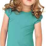 Girls' Basic Cotton T-Shirt  Short Puff Sleeve Crewneck / 8 to 10 LILAX