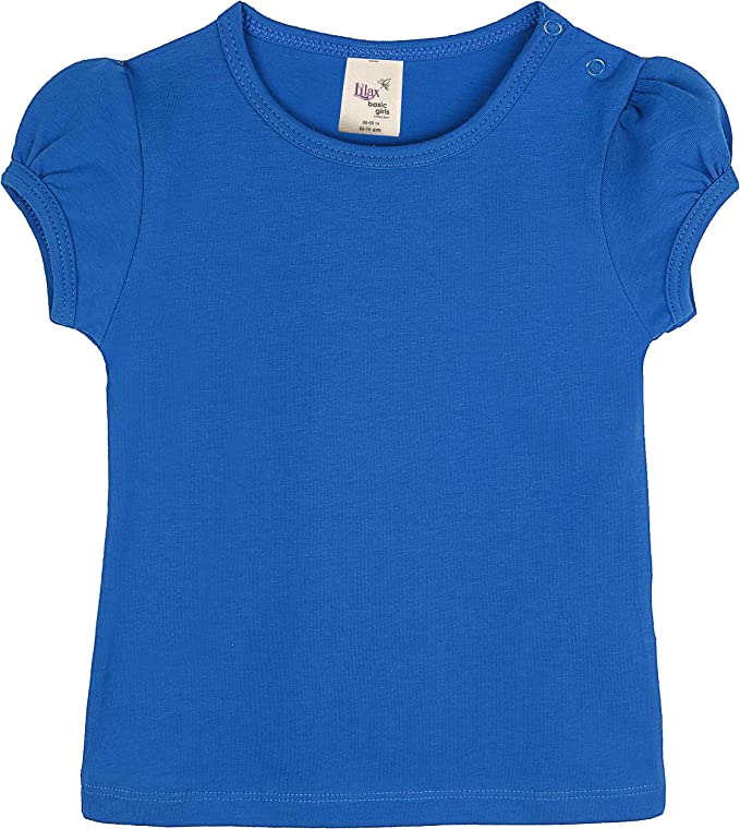 Baby Girls' Basic Short Puff Sleeve Round Neck T-Shirt / 6 to 12 Months LILAX