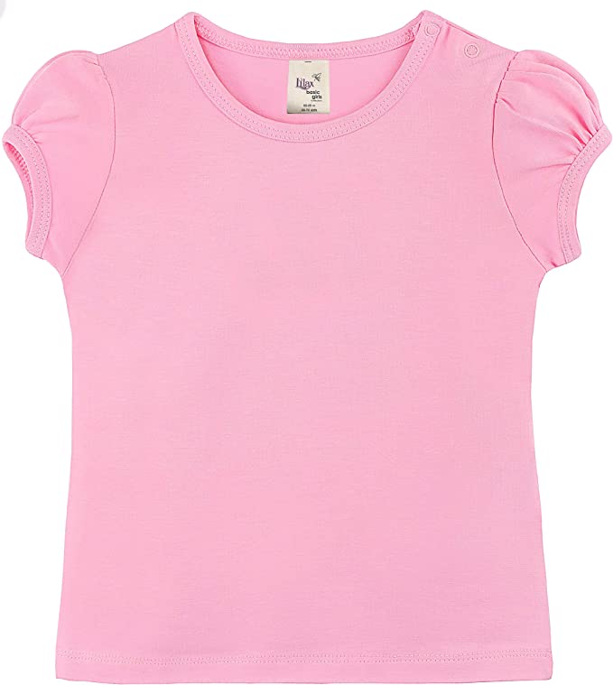 Baby Girls' Basic Short Puff Sleeve Round Neck T-Shirt / 6 to 12 Months LILAX