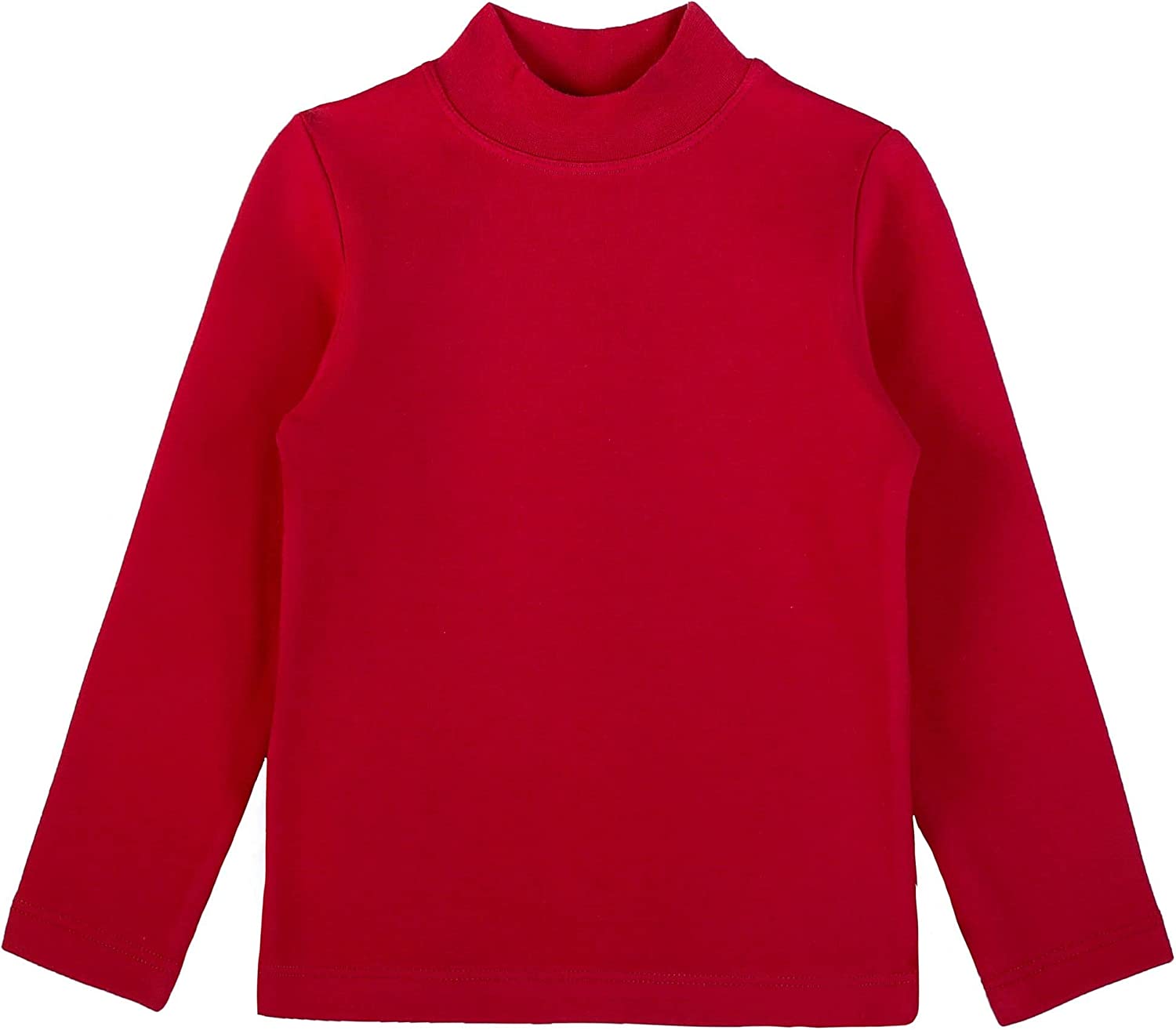 Girls' Basic Mock Turtleneck Long Sleeve Cotton Solid T-Shirt / 9 to 12 Years LILAX