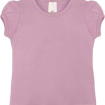 Girls' Basic Cotton T-Shirt  Short Puff Sleeve Crewneck / 8 to 10 LILAX