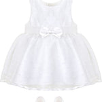 Baby Girls' Lace Dot Tulle Dress Pageant Sleeveless Party Wedding Outfit 3 Piece