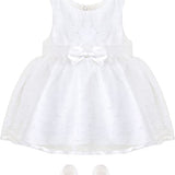 Baby Girls' Lace Dot Tulle Dress Pageant Sleeveless Party Wedding Outfit 3 Piece