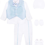 Gentleman's 6-Piece Baby Boys Newborn Long Sleeve White Shirt with Vest and Pant Set 0-3 Months LILAX